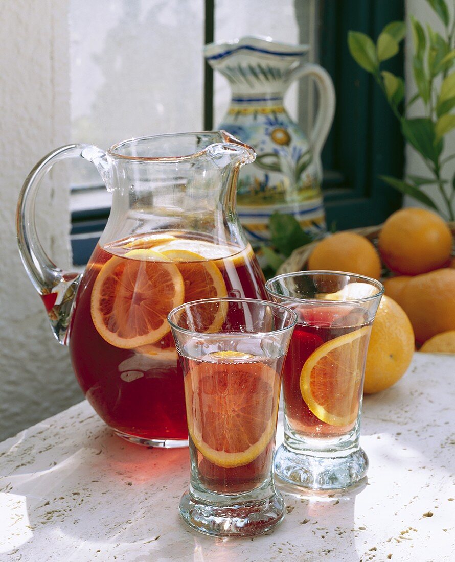 Sangria with oranges