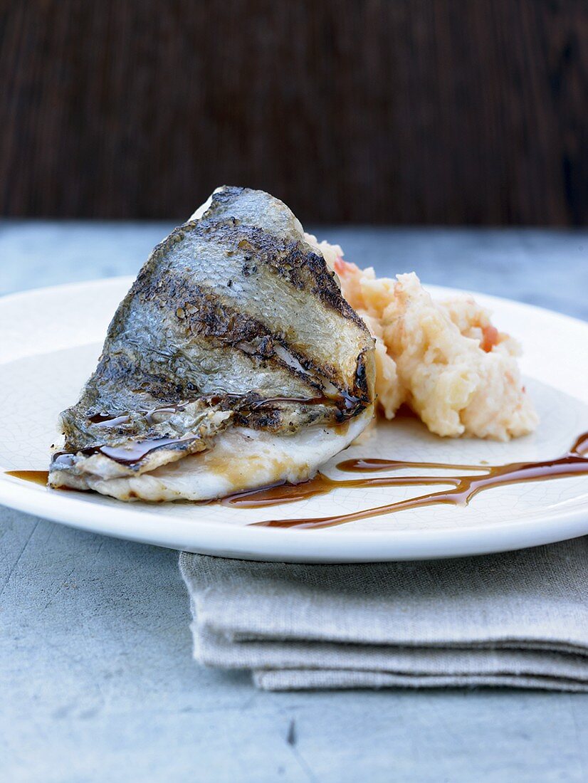 Grilled fillet of sea bream with chilli mashed potato