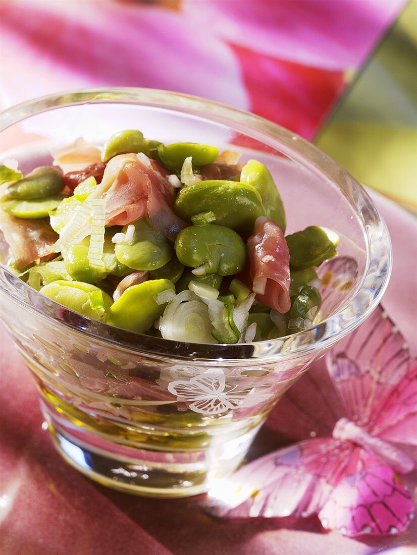 Bean and raw ham salad