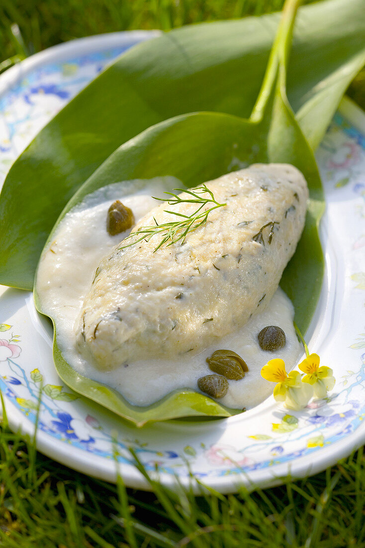 Cod dumpling with caper sauce