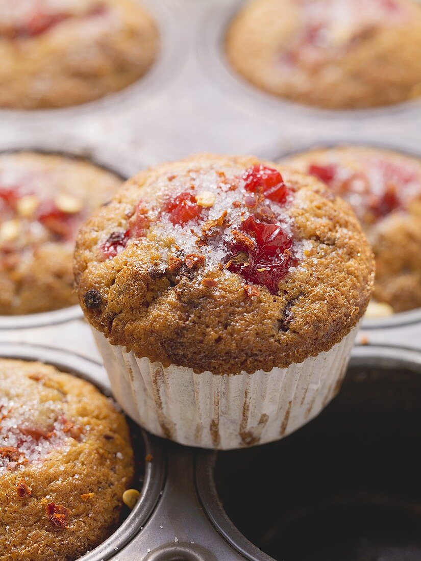 Redcurrant and vanilla muffins made with yoghurt
