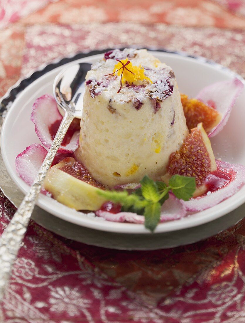 Persian rose and saffron cream with marinated figs