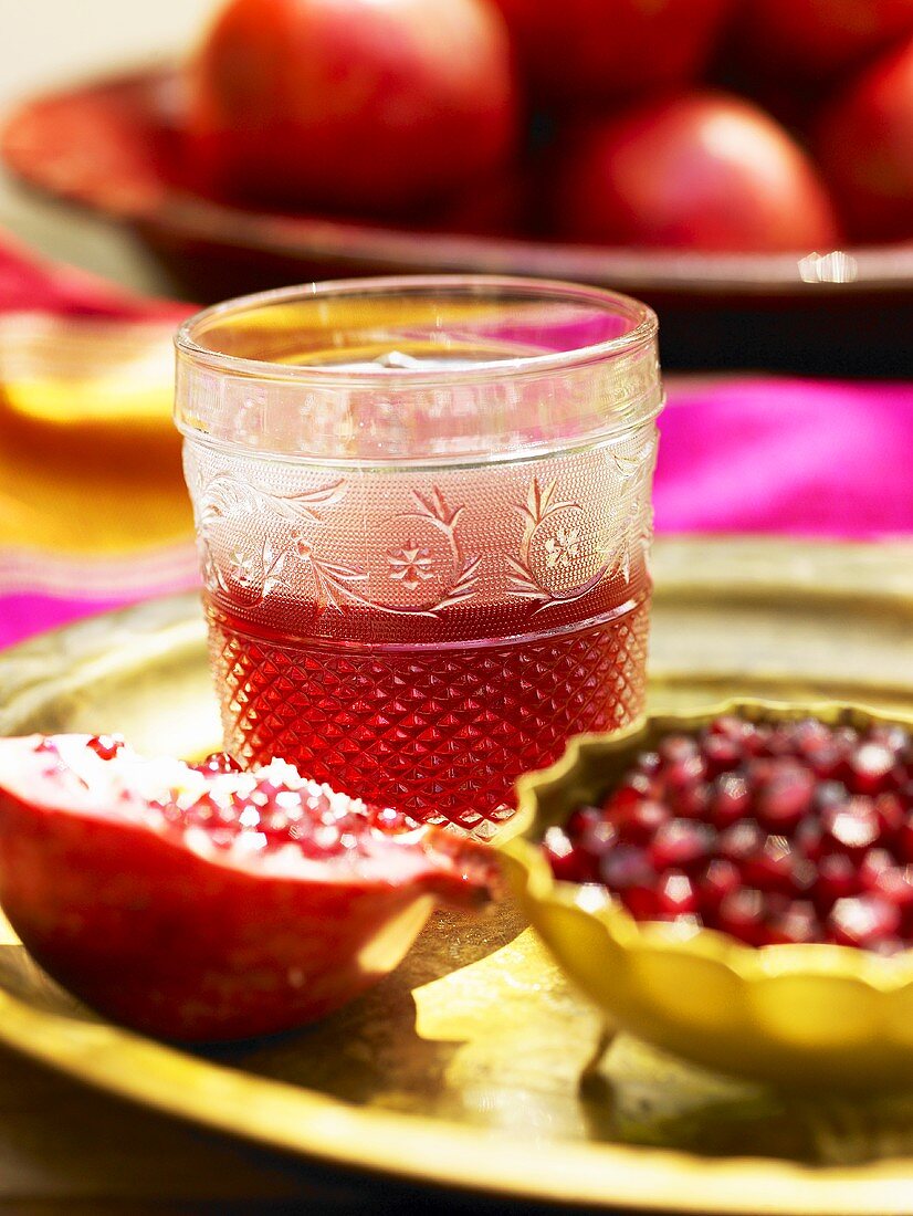 Pomegranate syrup, pomegrante and seeds