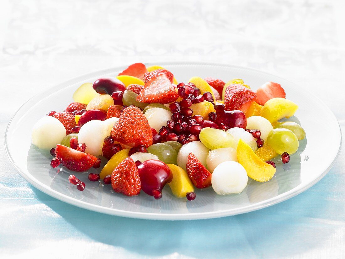 A plate of fruit salad