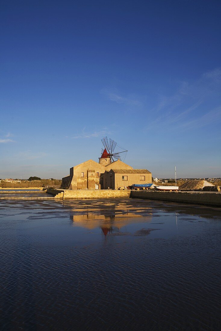 Salt pans and a mill on Mozia, Italy