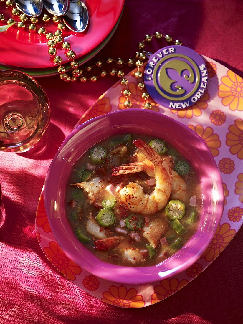 Gumbo (soup with okra and prawns, Louisiana)