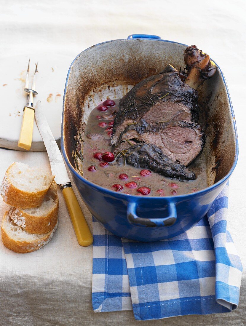 Braised leg of lamb