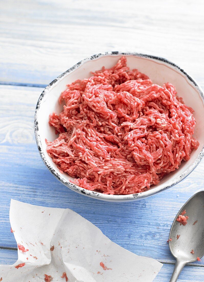 Fresh minced meat in a bowl