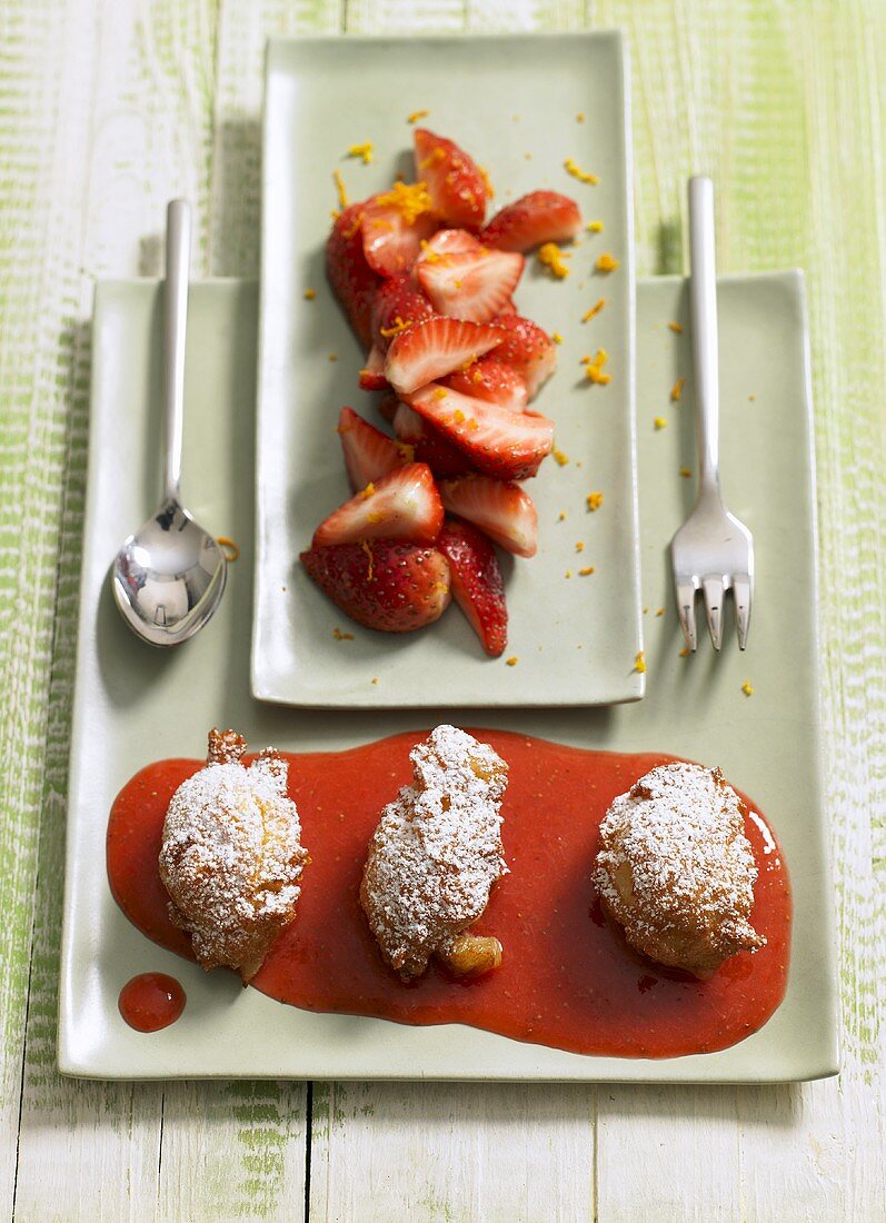 Ananaskrapfen mit Erdbeeren