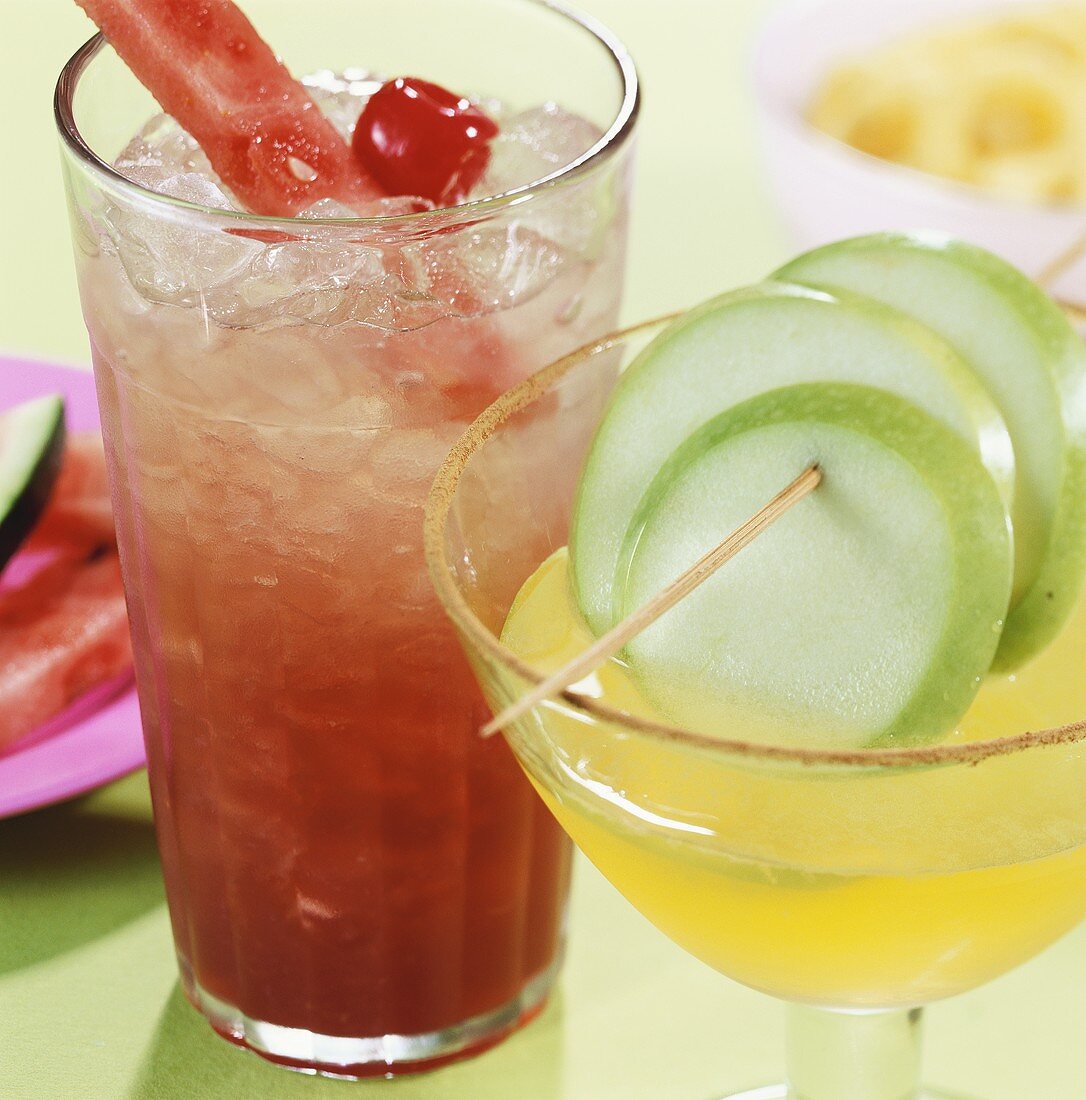 Fruity cocktails: Apple Margarita and Watermelon Man