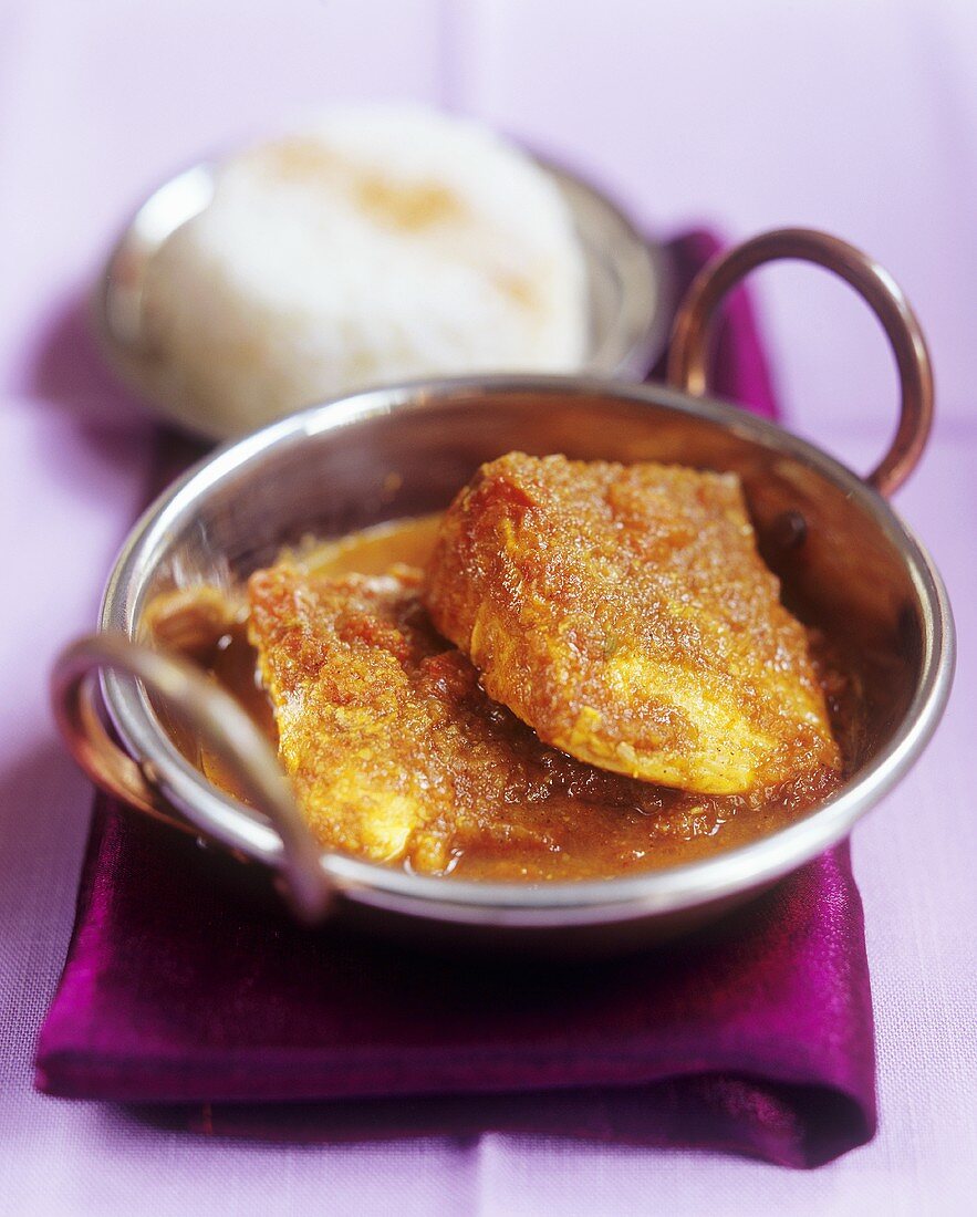Fish with Madras curry sauce