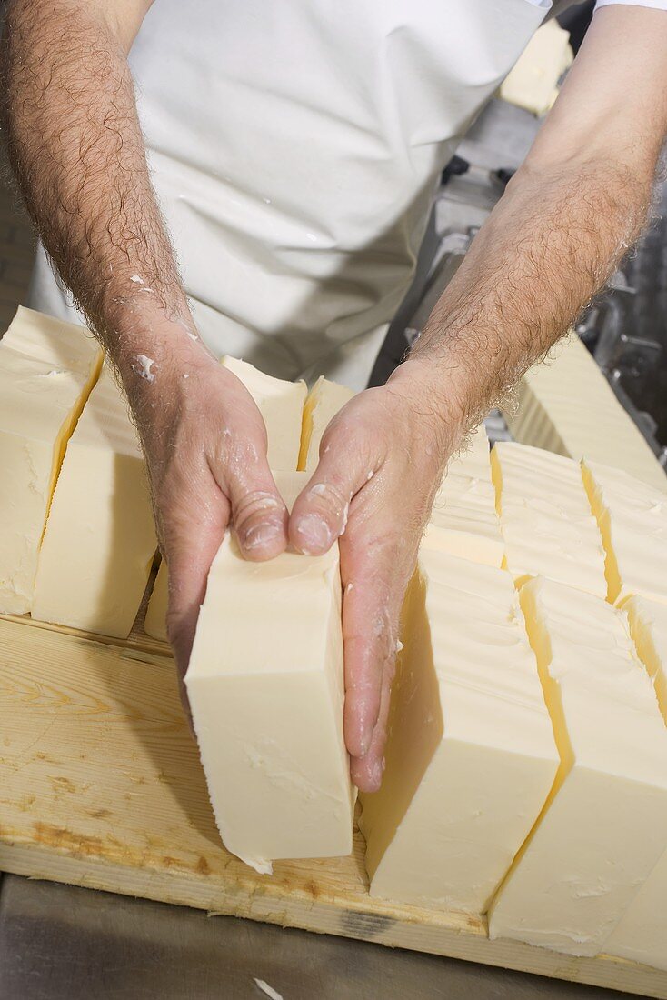 Sorting blocks of butter