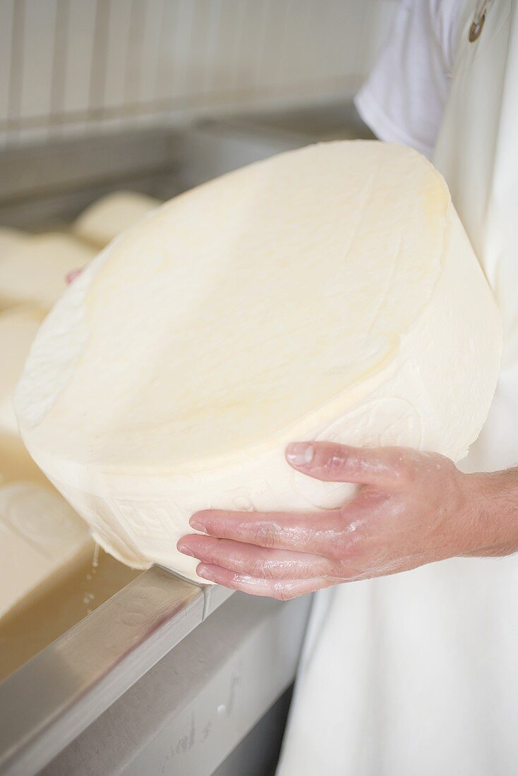 Cheeses in salt bath