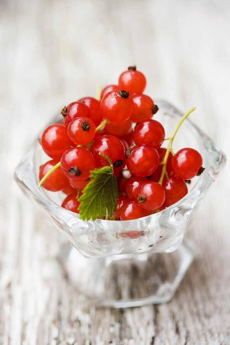 Redcurrants in a small glass dish