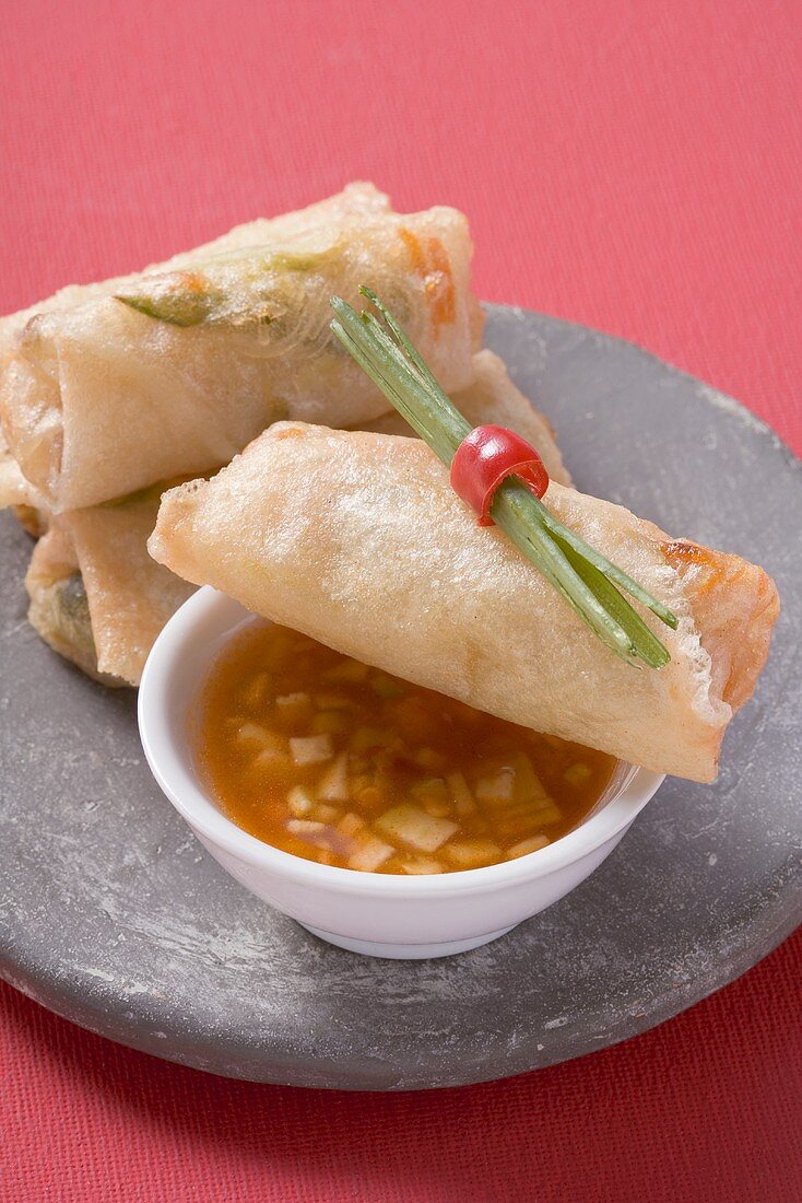 Spring rolls with dip (Asia)