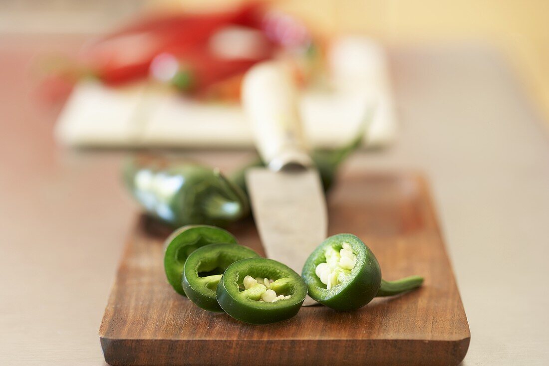 Chillies, partly cut into rings