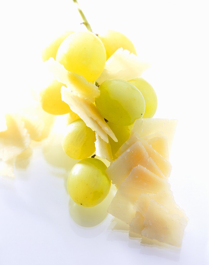 Green grapes and Parmesan shavings