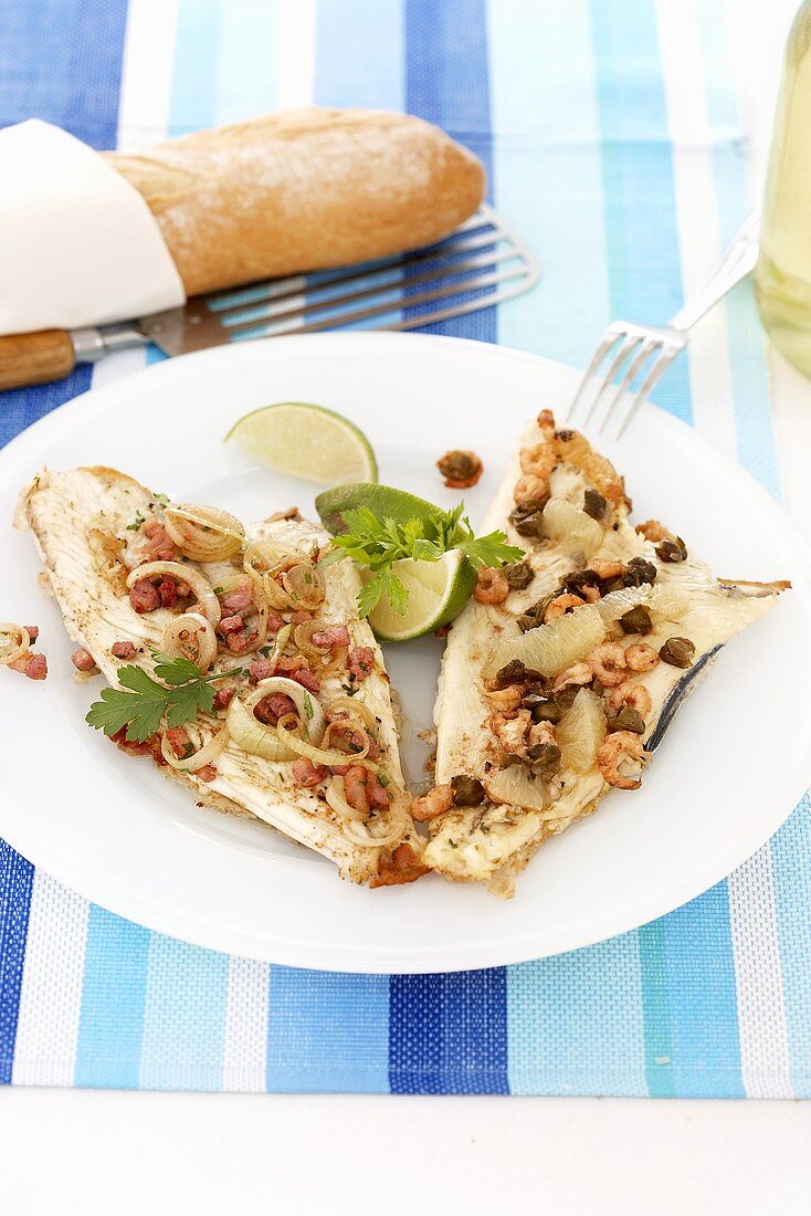 Fried plaice with two different toppings