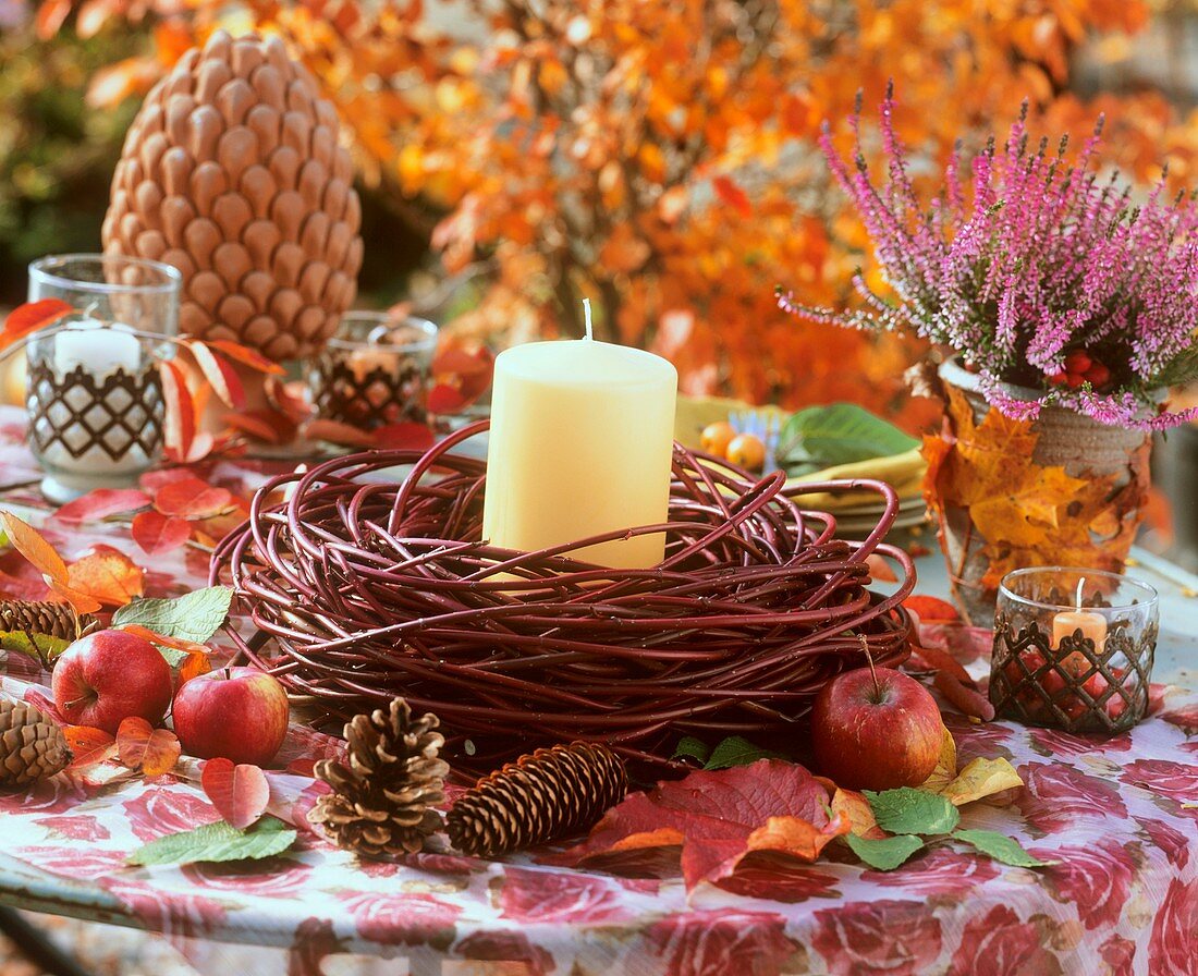 Wreath of dogwood with candle