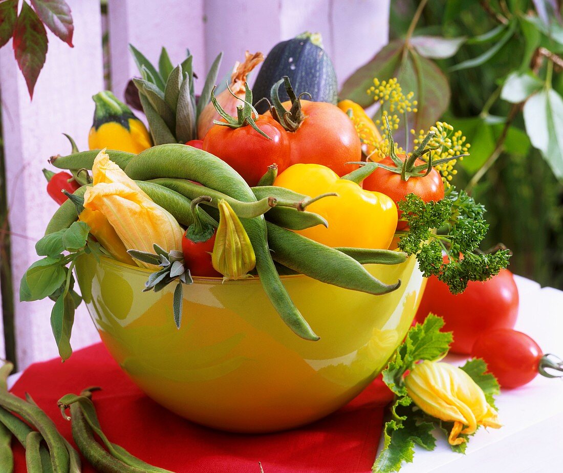 Various types of vegetables in a bowl