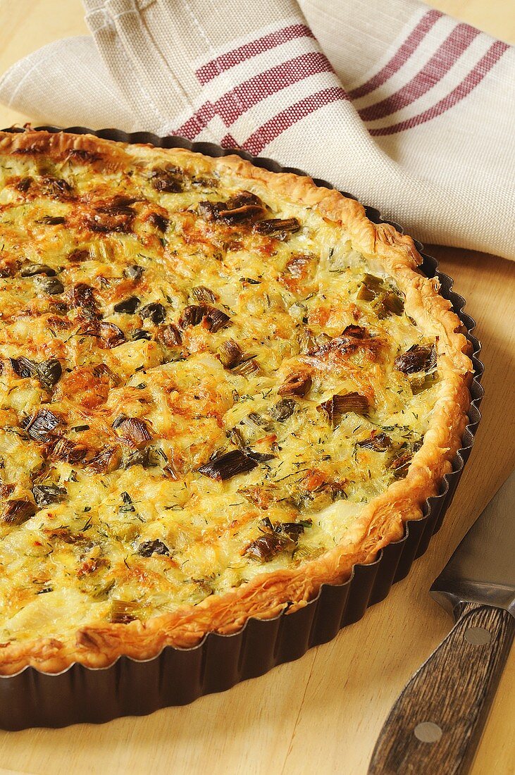 Fish and leek quiche with dill