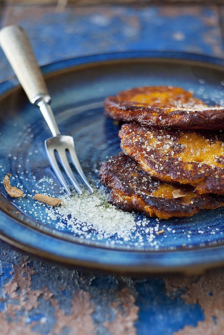 Pumpkin fritters with cinnamon sugar (South Africa)