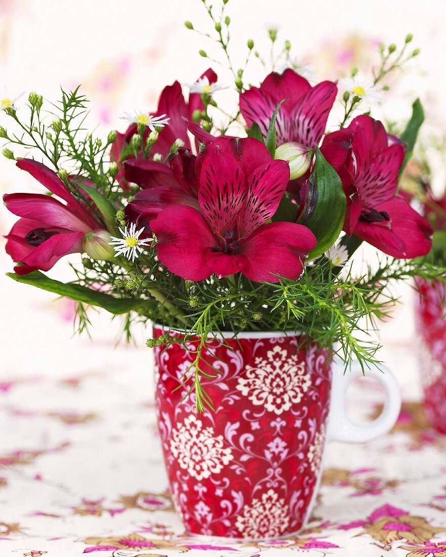 Vase of Peruvian lilies (Alstroemeria)