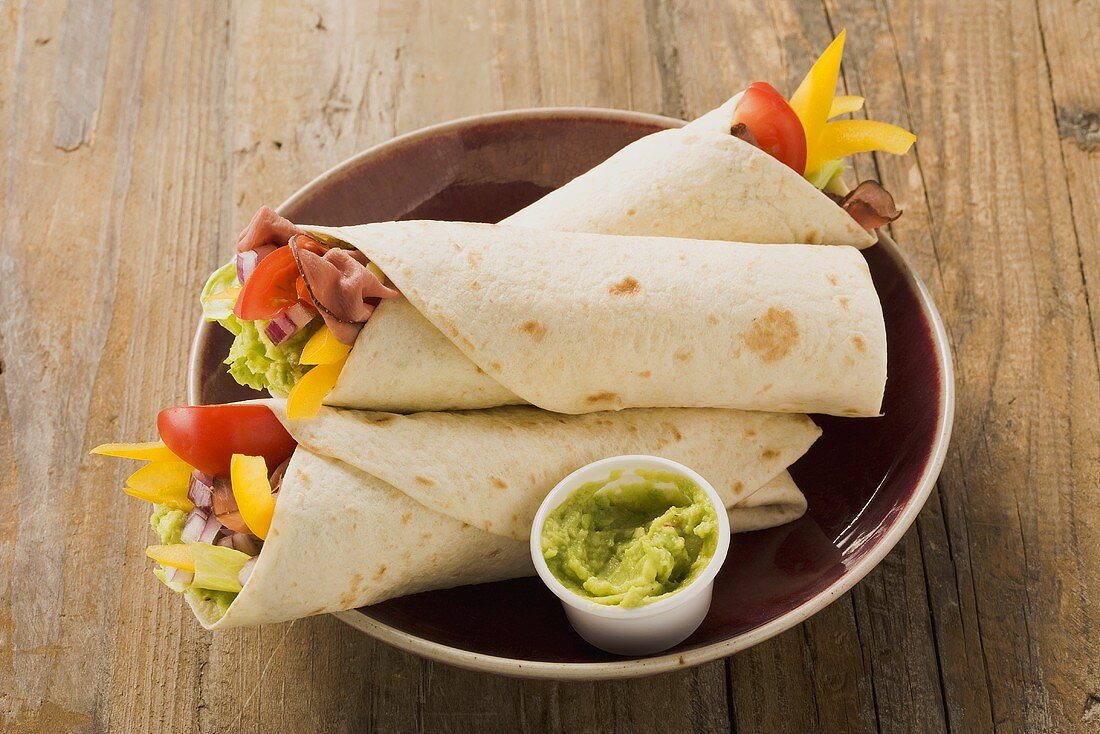 Beef and avocado wraps