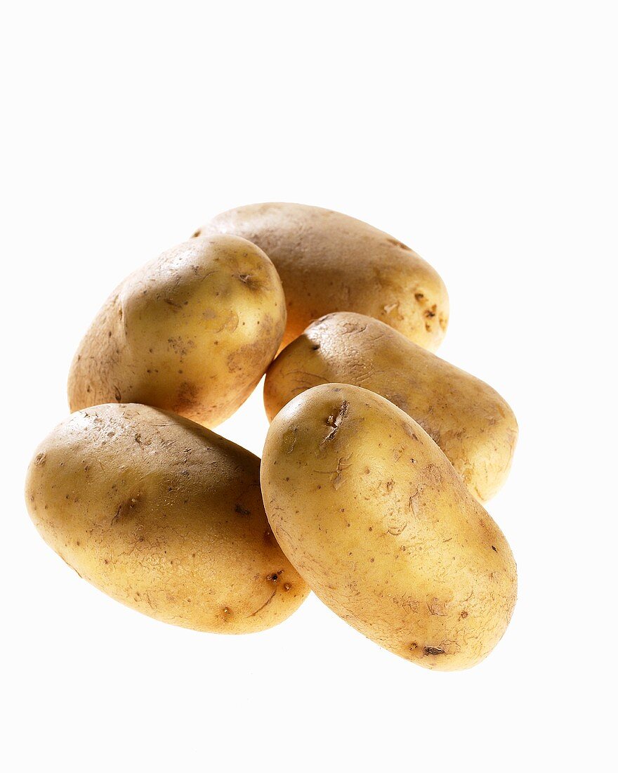 Fünf Kartoffeln der Sorte 'Lady Christl'