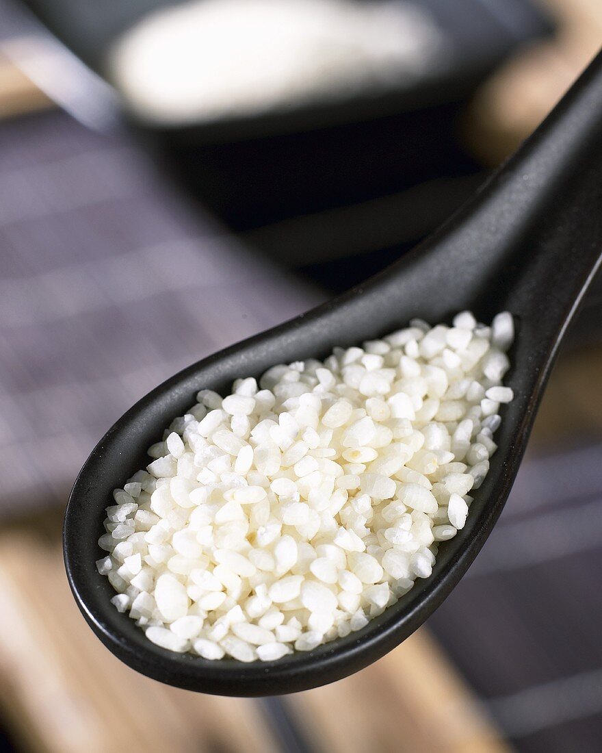 Sticky rice on Asian spoon