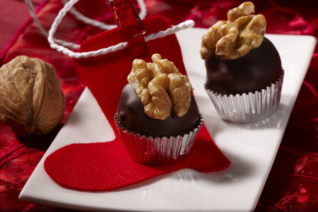 Dried fruit chocolates with walnuts