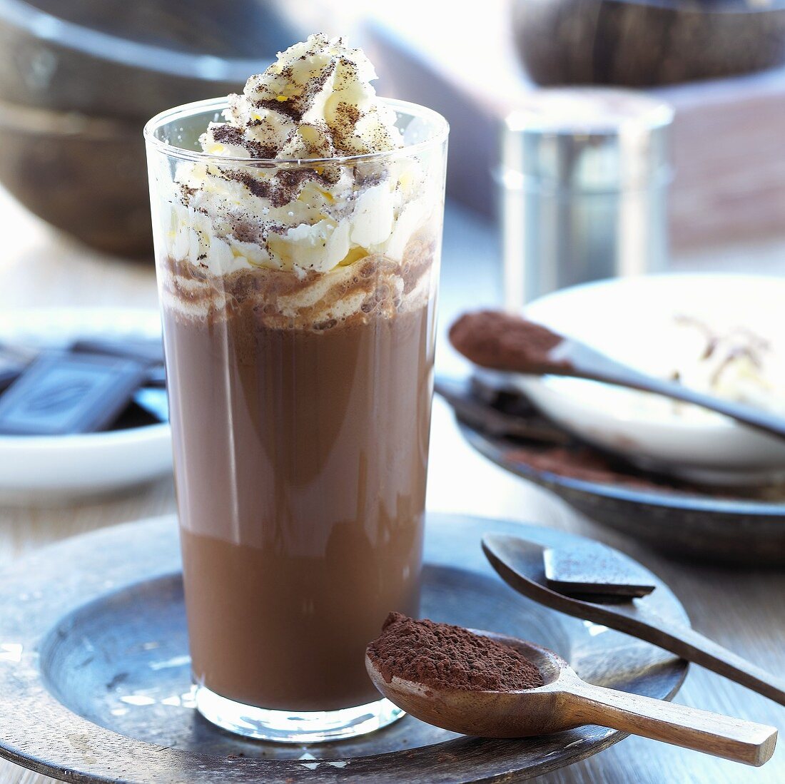 Cocoa with cream in glass