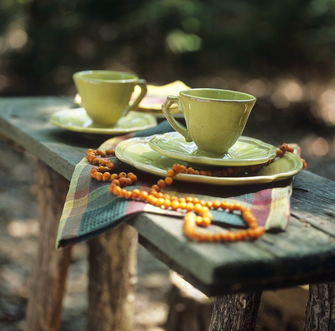 Coffee setting on a table in the open air