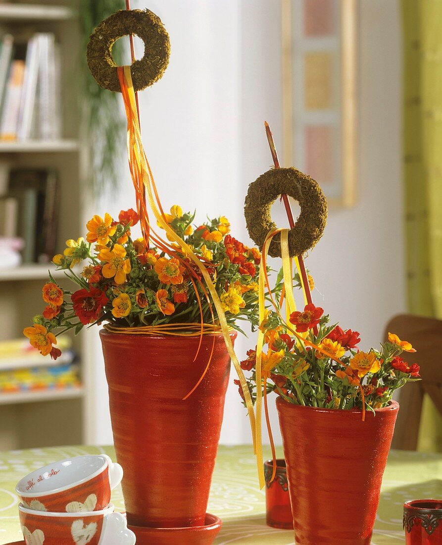 Summery table decoration with geums
