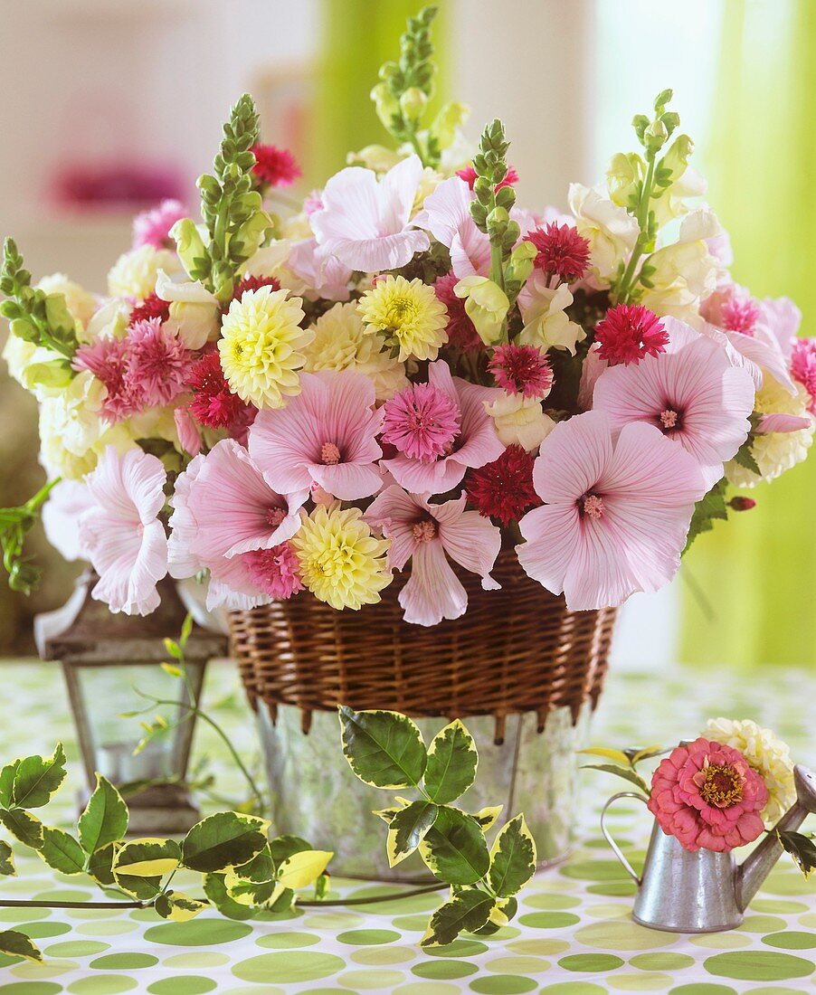 Arrangement of mallow and snapdragons