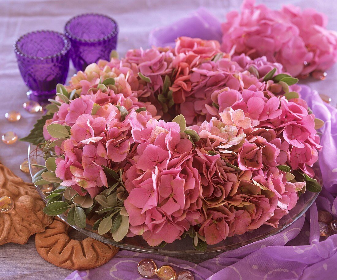 Wreath of hydrangeas