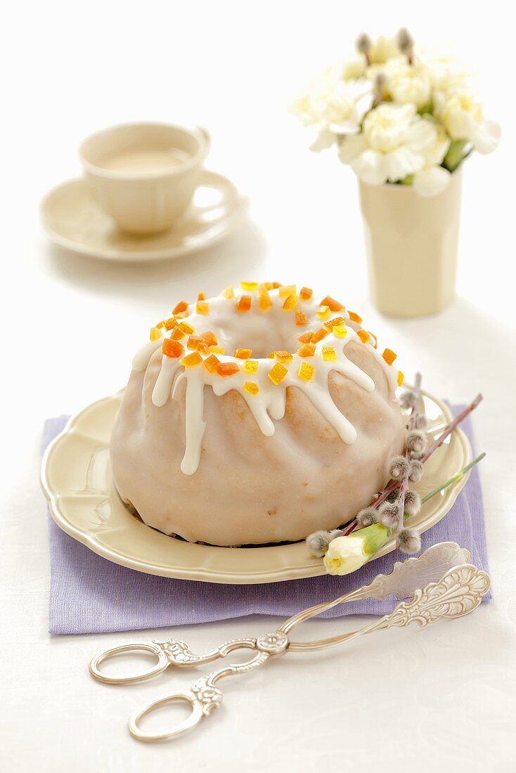Iced ring cake for Easter