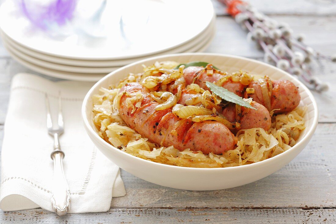 Sausages and sauerkraut for Easter