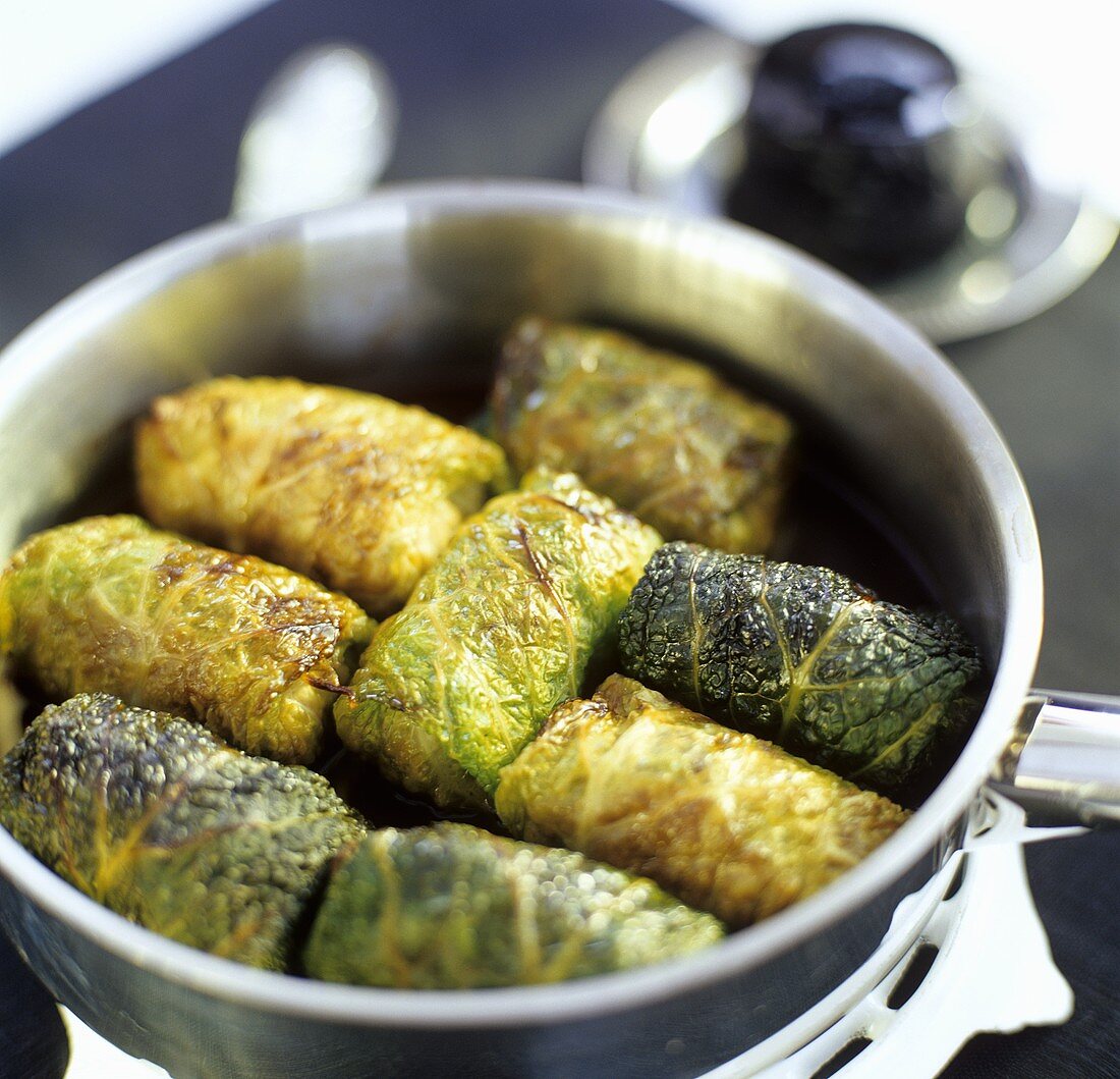 Savoy cabbage leaves stuffed with wild boar & Cassis liqueur