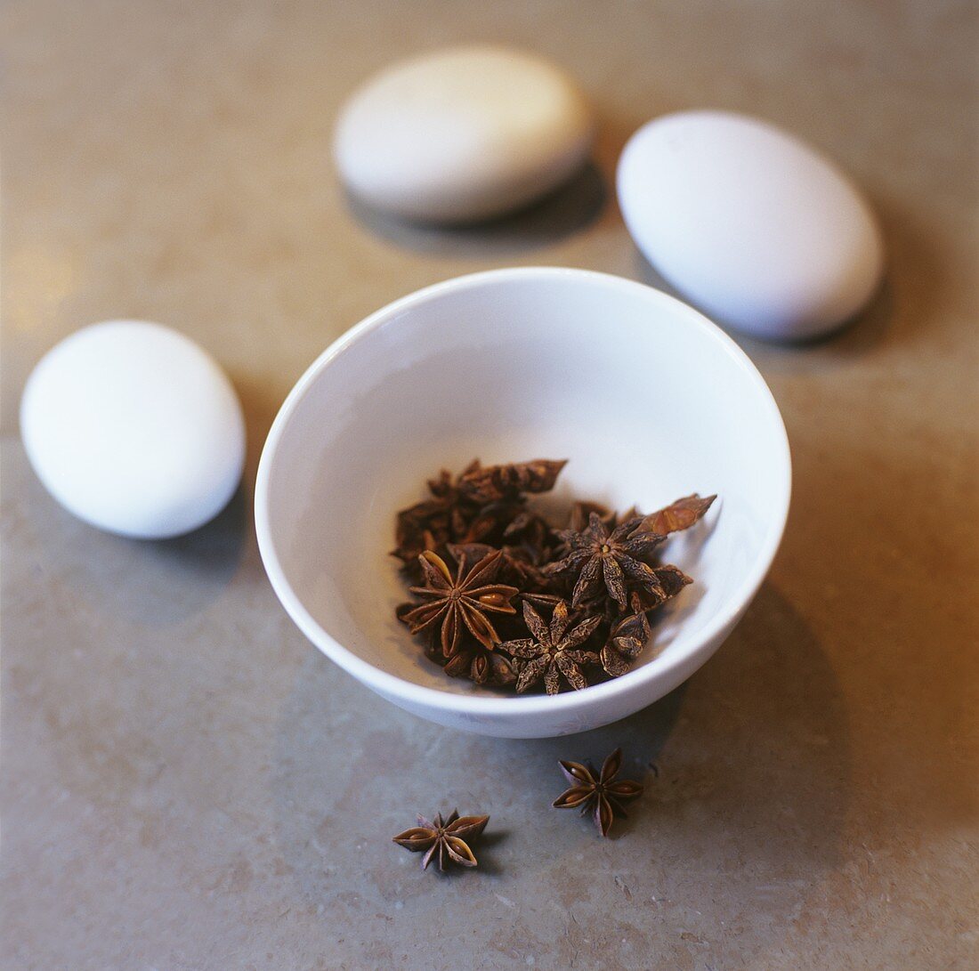 Still life with star anise and eggs