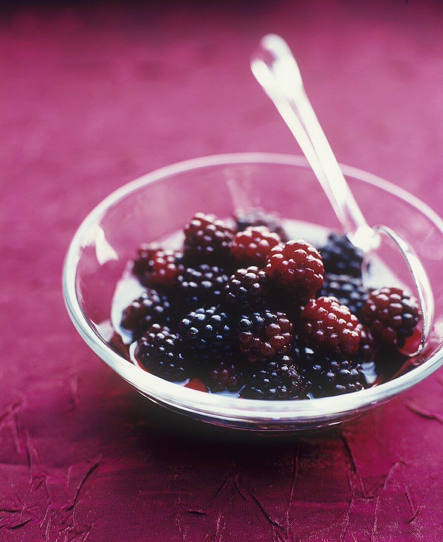 Small bowl of blackberry compote