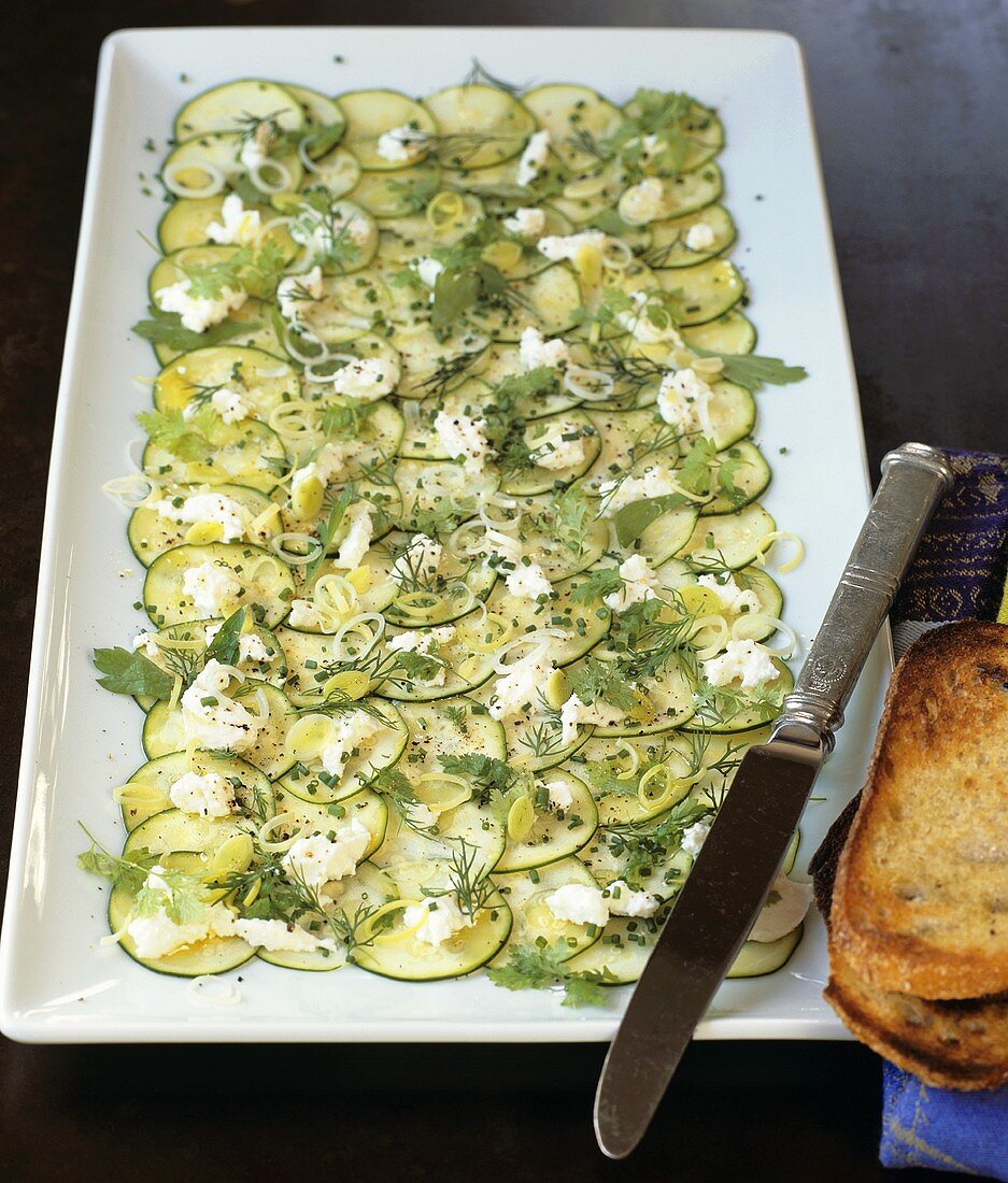 Courgette carpaccio with ricotta