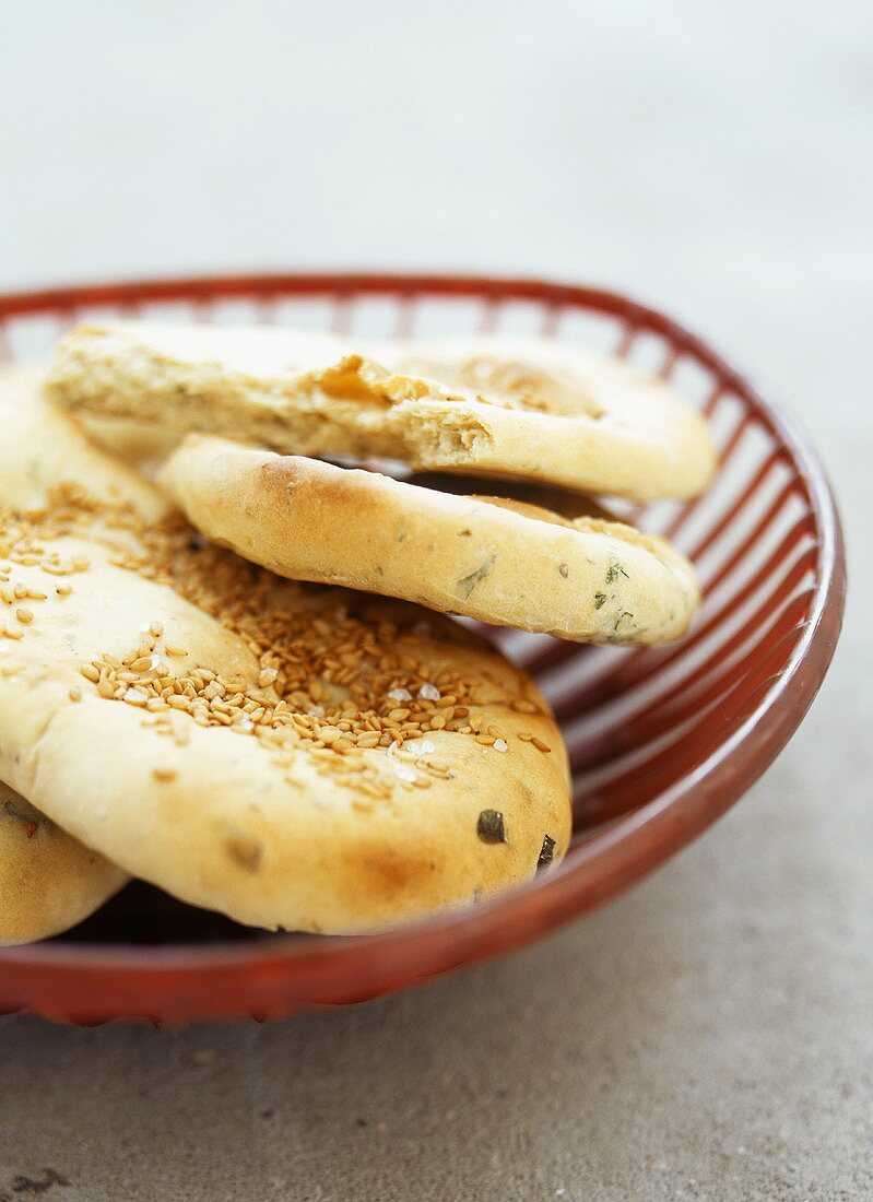 Herb flatbread with sesame seeds and aniseed