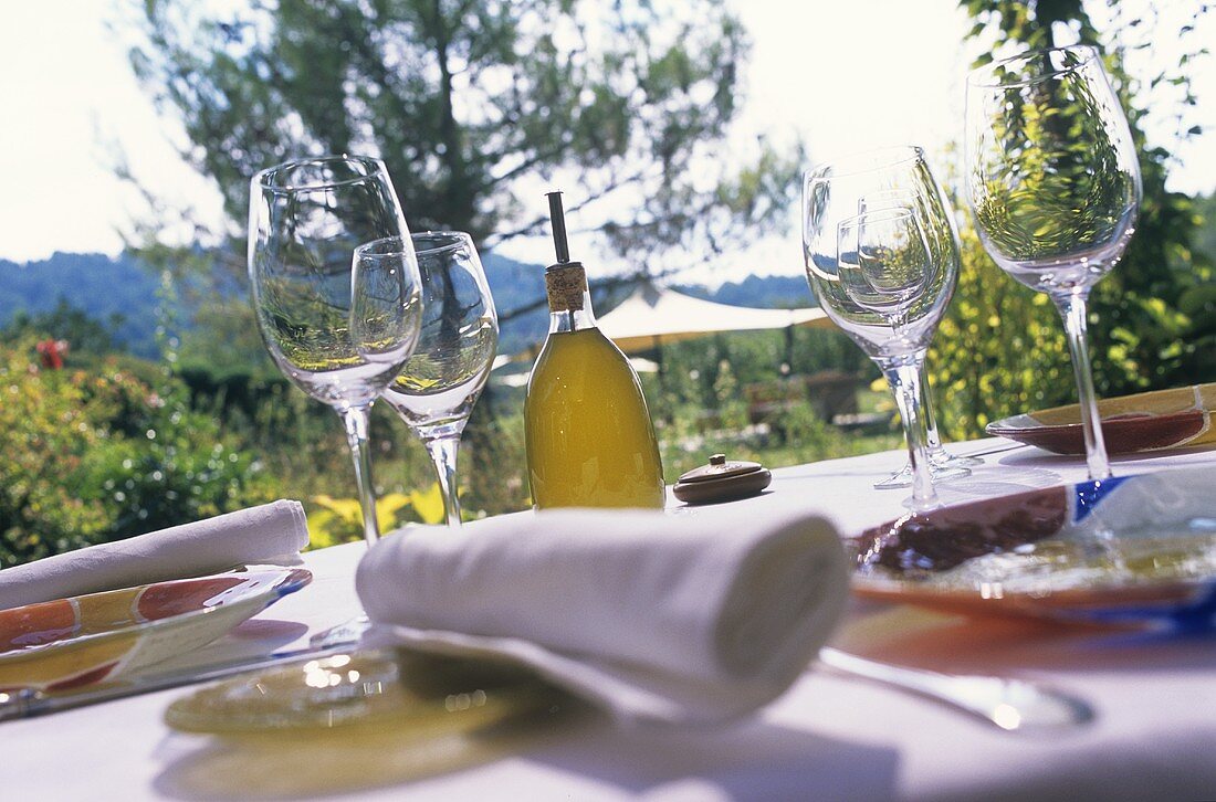 Terrace of a restaurant in Provence (France)