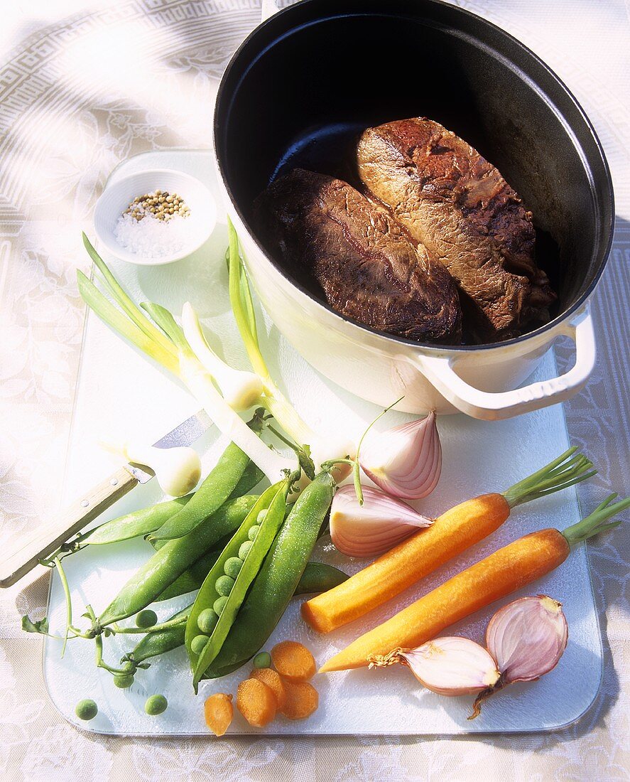 Roast beef and vegetables