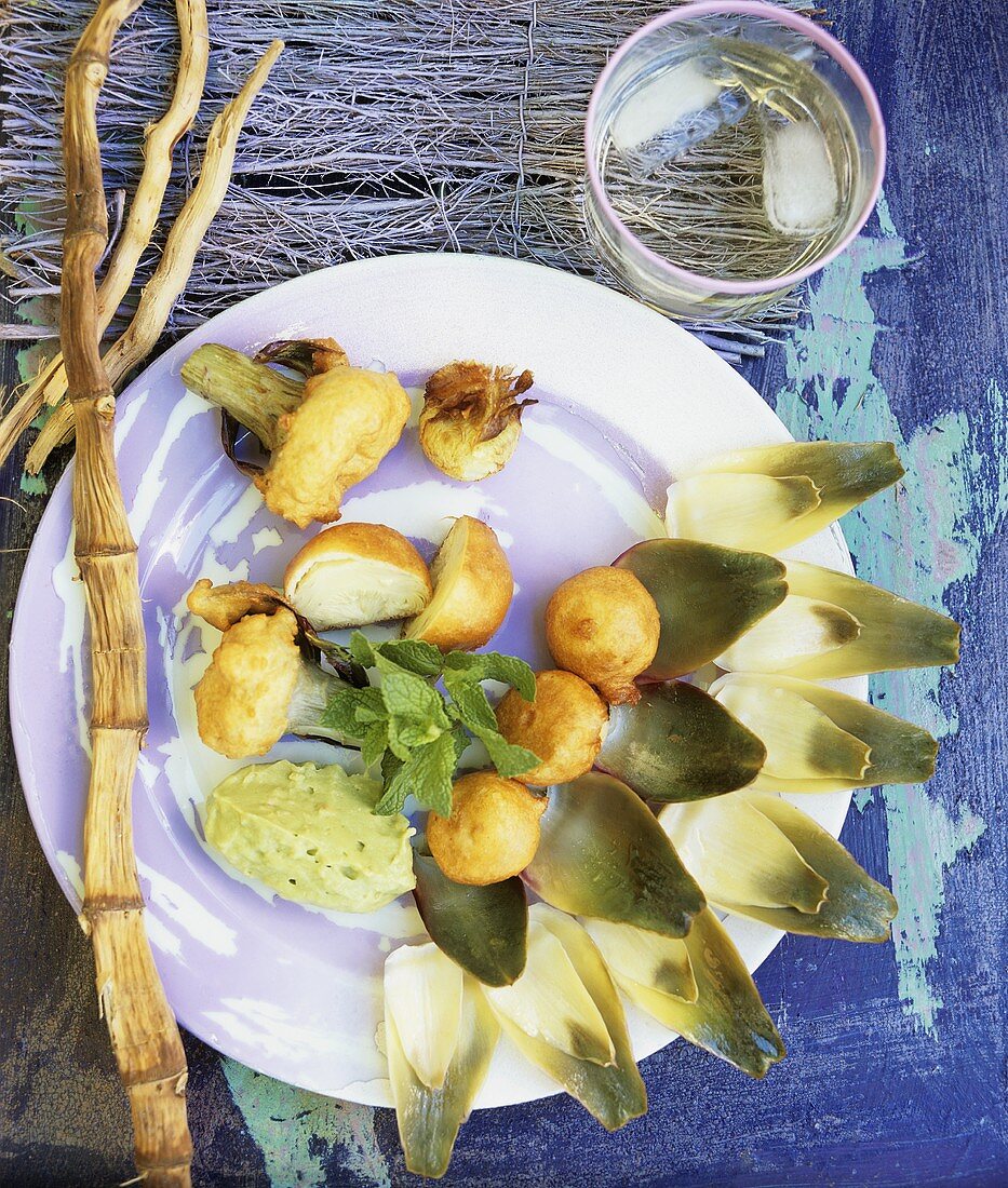 Artichokes in wine batter