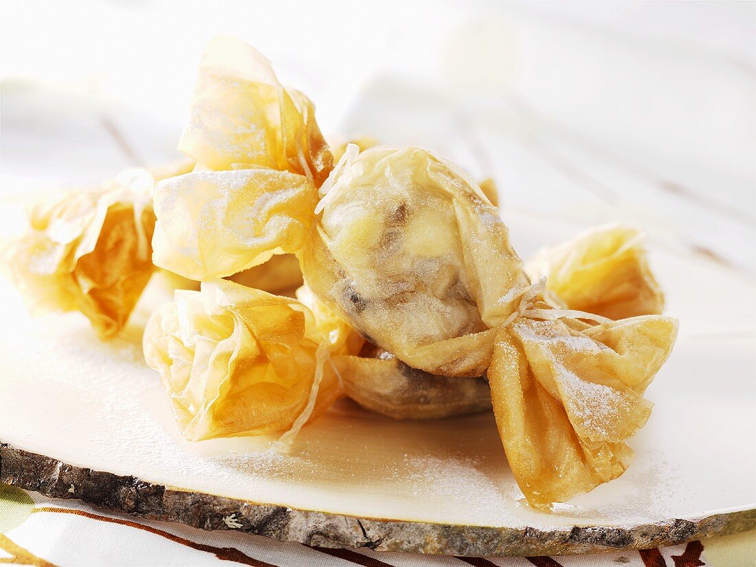 Bananas in filo pastry