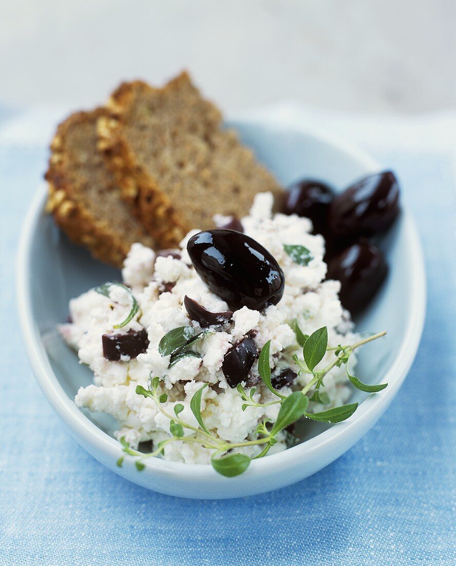 Greek herb cheese with black olives