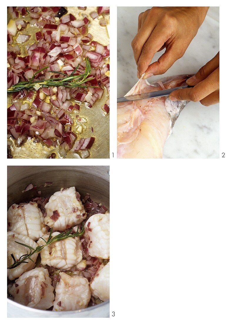 Fischsuppe mit Seeteufel, Tomaten und Kräutern zubereiten
