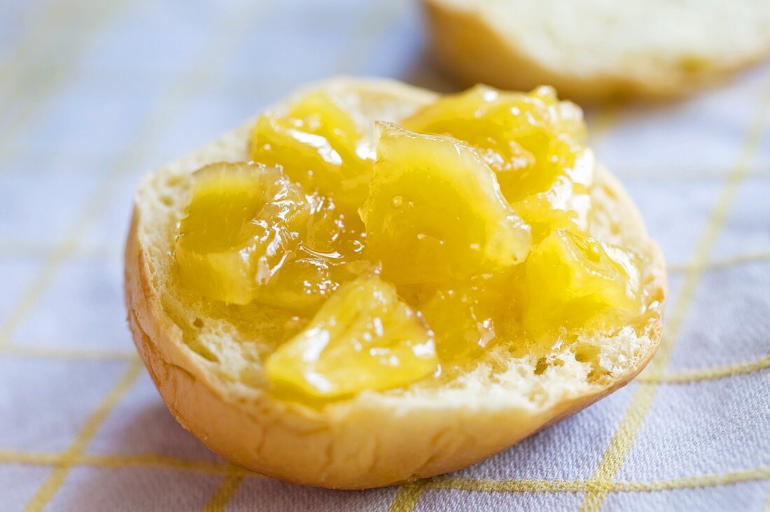 Bread roll with pineapple jam